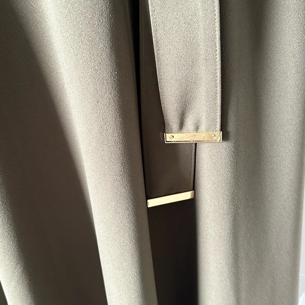 Calvin Klein Olive Green Maxi Dress with Waist Tie - Picture 3 of 5